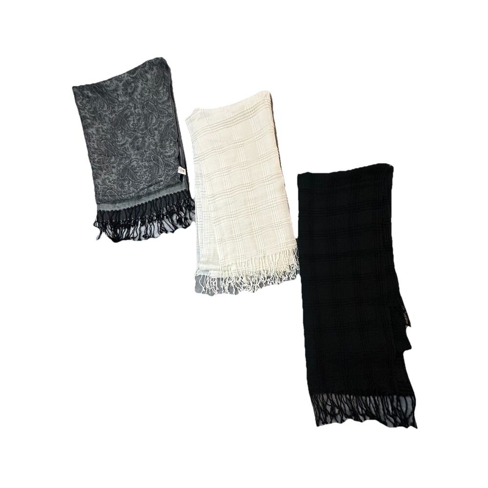Bundle of 3 Scarves – OSFM – Route 66 + Plaid + Paisley – 21” x 100”